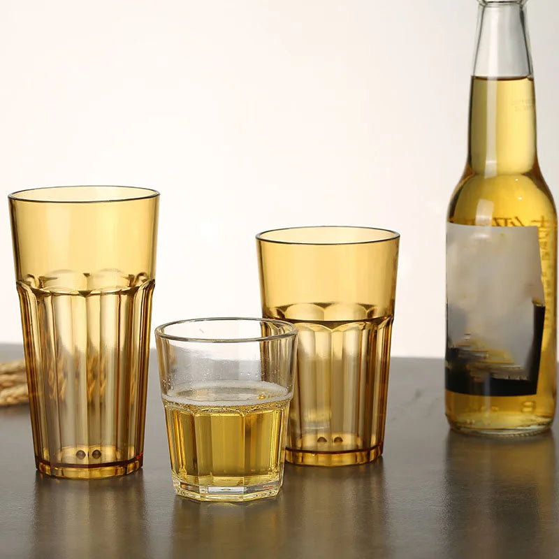 Acrylic Plastic Beer Mug PC Anti-fall Water Cup Heat-resistant Wine Glass Transparent Octagonal Cups KTV Bar Kitchen Restaurant