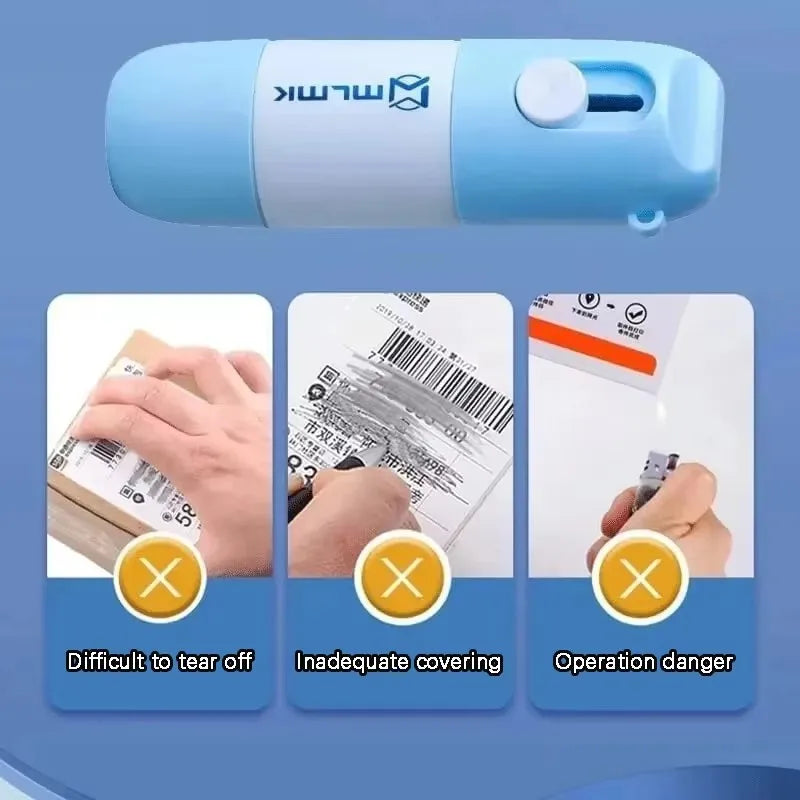 2 in 1 Thermal Paper Correction Fluid with Unboxing Knife Durable Home Anti Peep Identity Protection Fluid Eraser Stamp