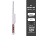 1-12 PCS 45mm Tip Waterproof Long Head Marker Pen Quick-Dry Ink for Woodworking Construction, Deep Hole White Black Red Blue