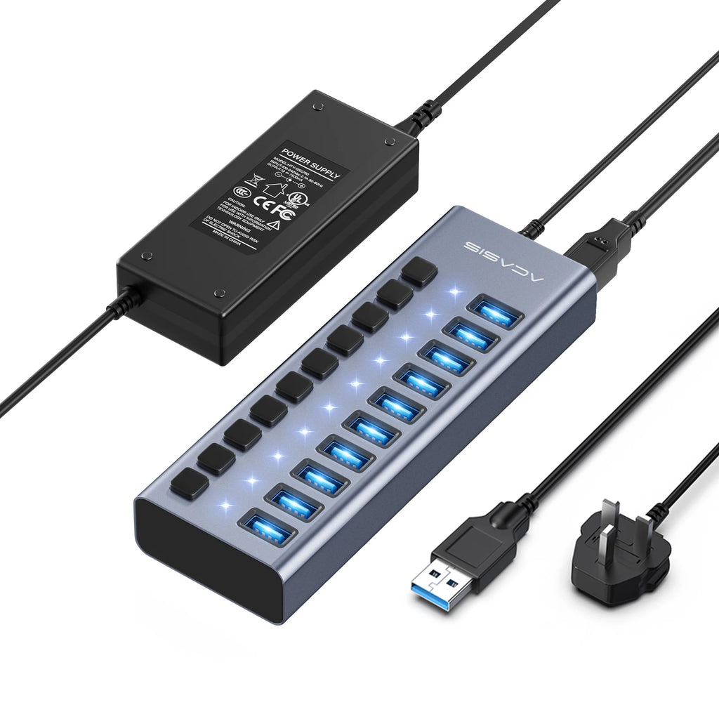 Acasis 16/10/7 Port USB Hub 10Gbps Individual Switch Charging Data Transfer for PC Laptop Workstation Multi Device Expansion