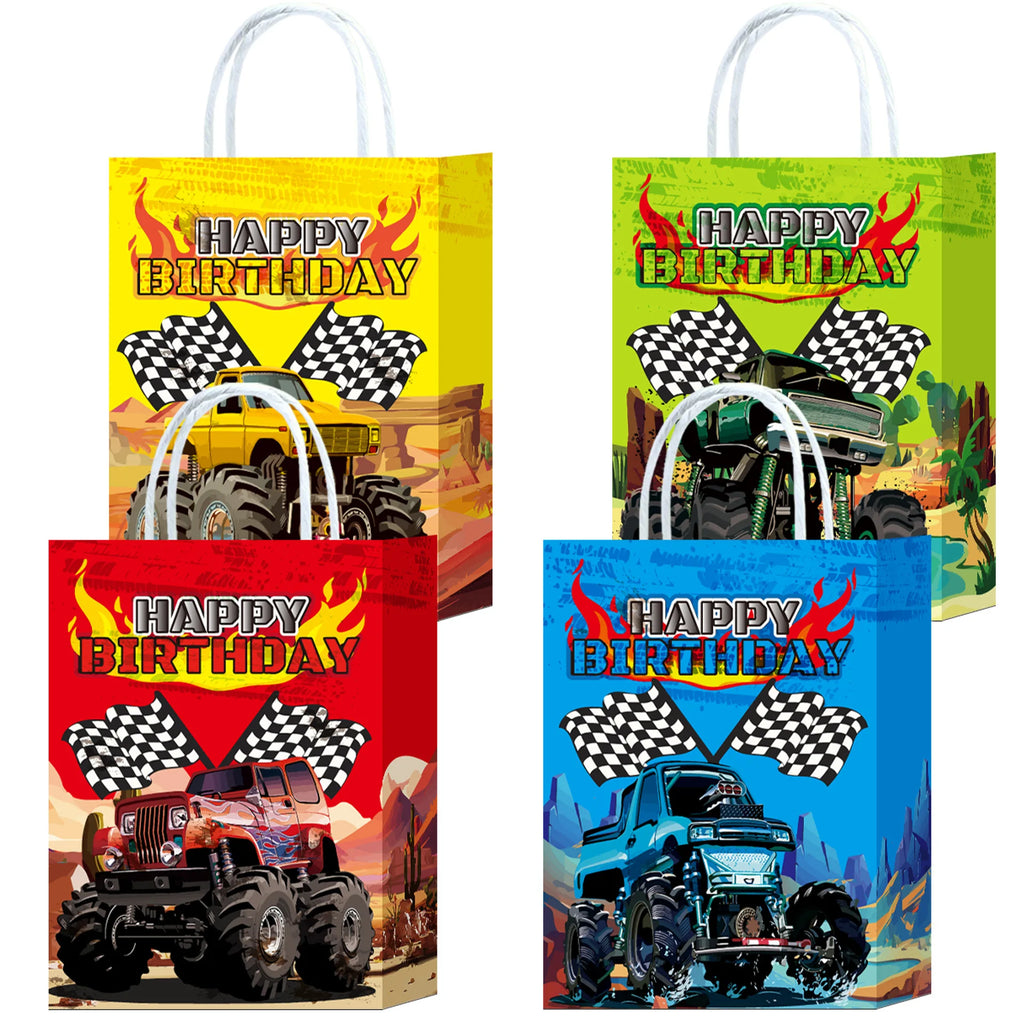 Monster Truck Party Supplies Disposable Tableware Plates Napkin Banner Tablecloth for Kids Boys 2nd Birthday Party Decorations
