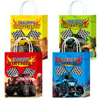Monster Truck Party Supplies Disposable Tableware Plates Napkin Banner Tablecloth for Kids Boys 2nd Birthday Party Decorations