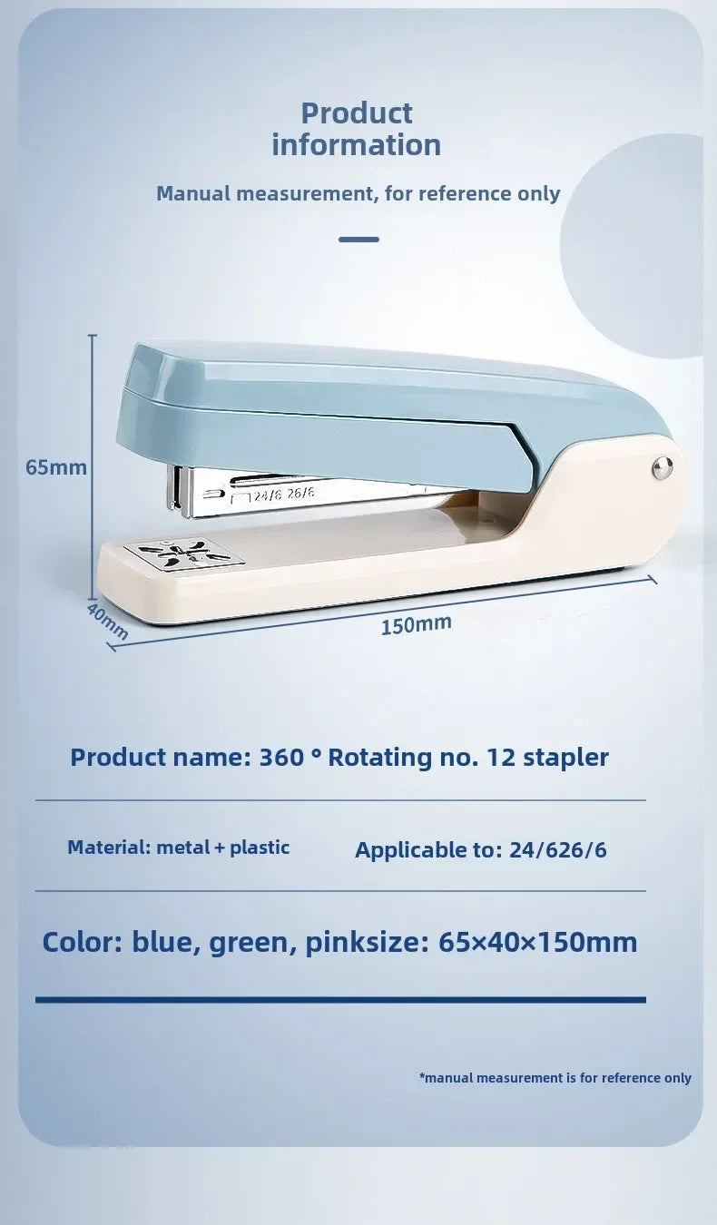 1-Piece 360° Rotatable Heavy Duty Stapler with Staple Remover: Large Capacity & Strong Clutch for Home and Office Use