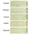 Spanish English Russian Arabic French Luminous Keyboard Stickers For Laptop PC Desktop Key Board Night Light Dustproof Sticker