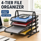Sliding Paper Tray Organizer Metal Mesh Desktop File Storage Rack Document Letter Holder for Office Home School Classroom
