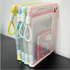 Macaron Transparent A4 File Bag Large-capacity Textbook Storage Zipper Student Hand-held Thickened Waterproof Storage Bag