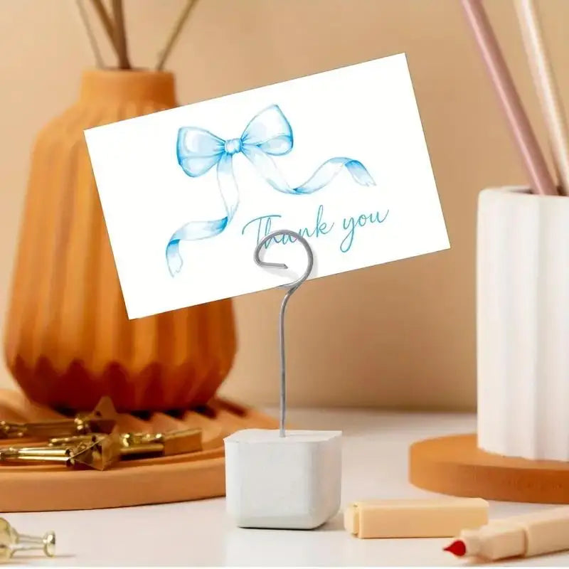 50pcs Business Thank You Cards Cherry & Pink Bow Design Celebration Invitations Gift Wrapping Cards For Party