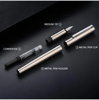 High Quality 0.38mm Extra Fine Nib Fountain Pen Stainless Steel Extremely Black Metal Business Office Writing Calligraphy Pens