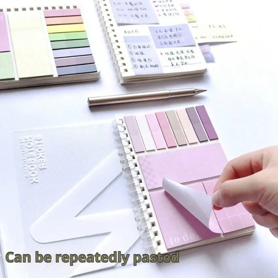 Kawaii Sticky Notes Set Expandable Removable Student Memo Pads Must-Have Study Planner Supplies Bulletin Journal Accessories