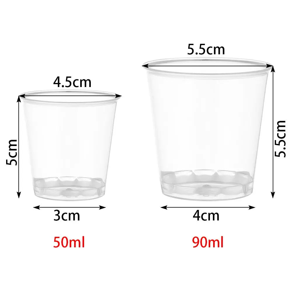 Reusable Transprent Plastic Disposable Dessert Cups Round Pudding Boxes Cupcake Muffin Cup Mould Kitchen Drinks Tools 50/90ml