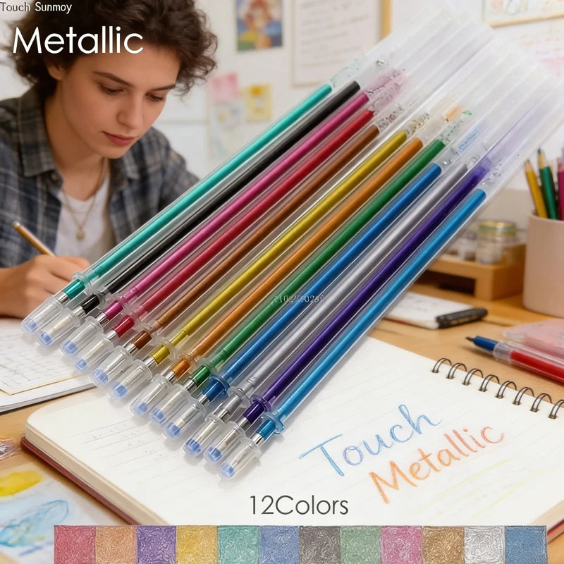 12-100pcs Glitter Pen Refills Set Flash Multicolor Gel Pen Refill Core DIY Art Writing Painting Graffiti Pen Refills Supplies