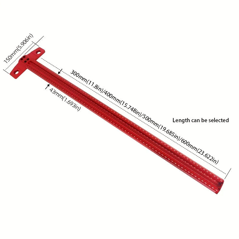 60/300/400/500mm Efficient and Precise Woodworking Multi Specification Aluminum Alloy T-shaped Ruler Marking Gauge