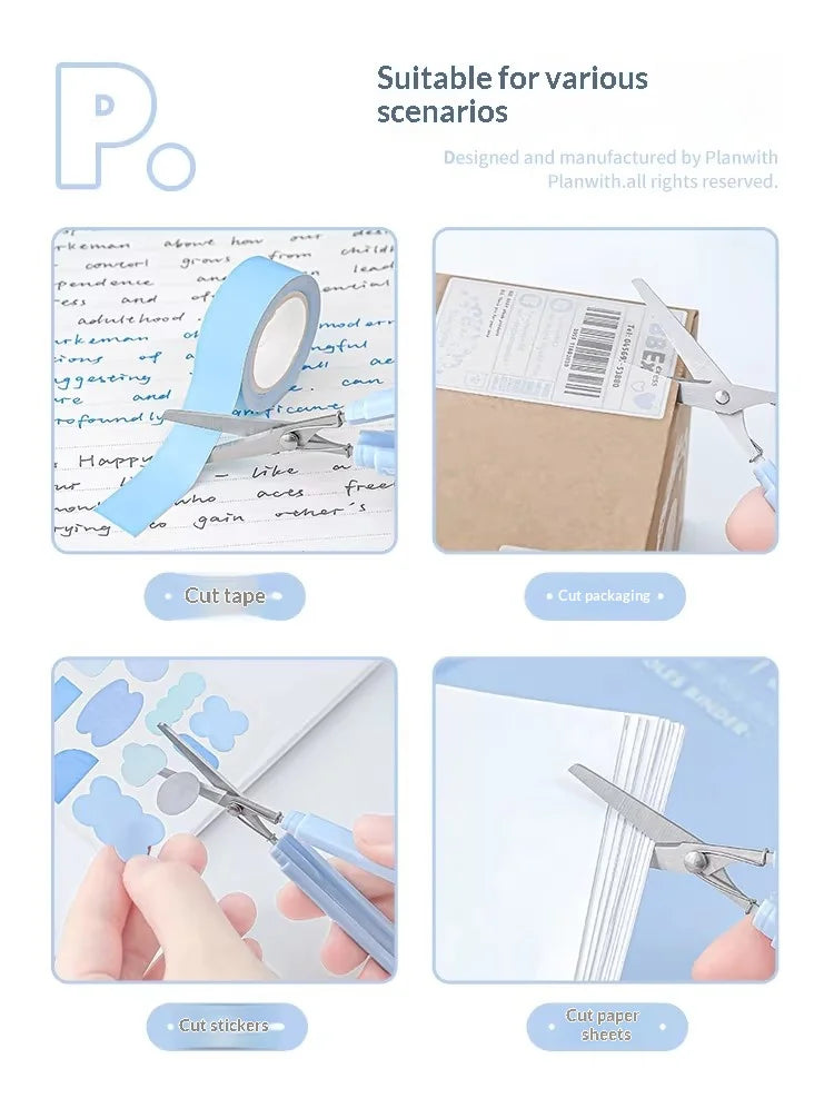 Planwith Stainless Steel Mini Folding Scissors Portable Creative Pen-Style Design DIY Paper-Cutting Art Tool School Office Supp