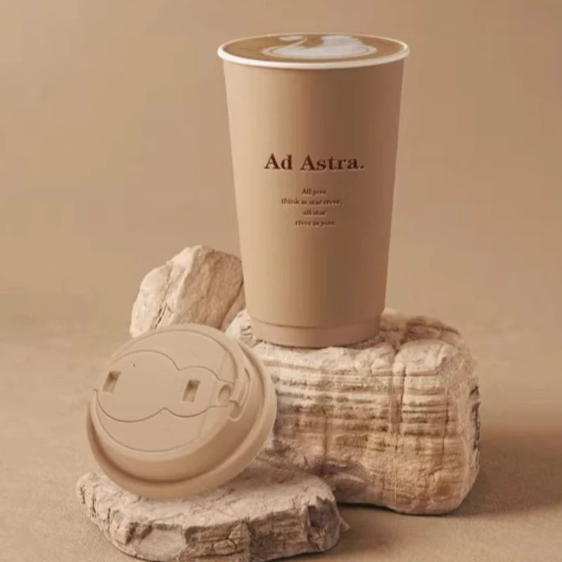 Milk Tea Cup Thickened Paper Cups Hot and Cold Tea Drinks with Lid High-end and Classy Good Sealing Performance Leak-proof