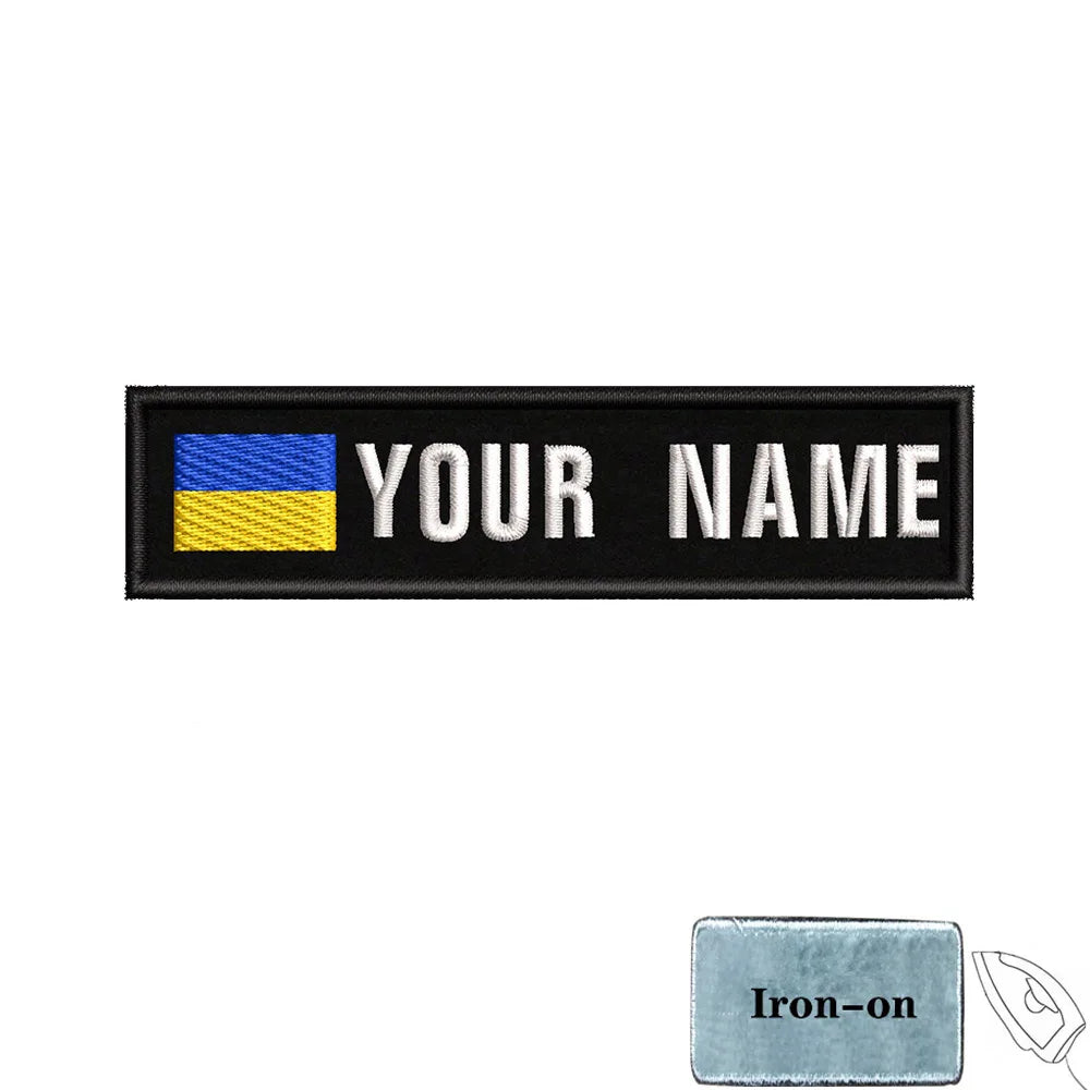 1PC 10cmX2.5cm Custom Name Flag Patch Stripes Badge Iron On Or Hook Loop Armband Germany Luxembourg Armenia Serbia Singapore