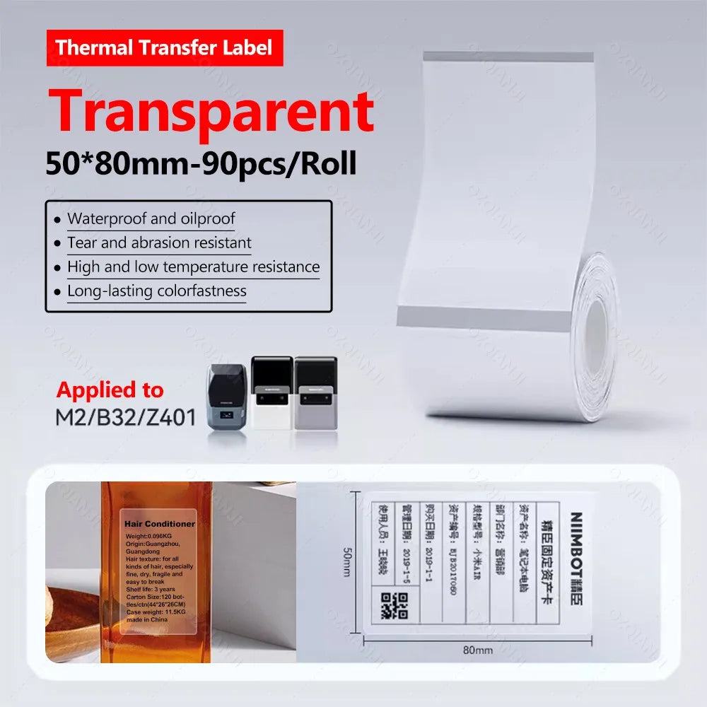 Niimbot M2 Label Printer Color Thermal Transfer Labels Sticker Paper Adhesive Network Organizer Jewelry Tag Label & Color Ribbon