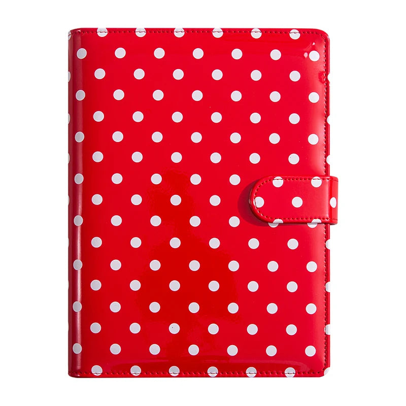 New A5 PU Leather Binder Cover with Magnetic Buckle Closure, 6 Ring Personal Notebook for Organizing Planner, Photo Card Sleeves