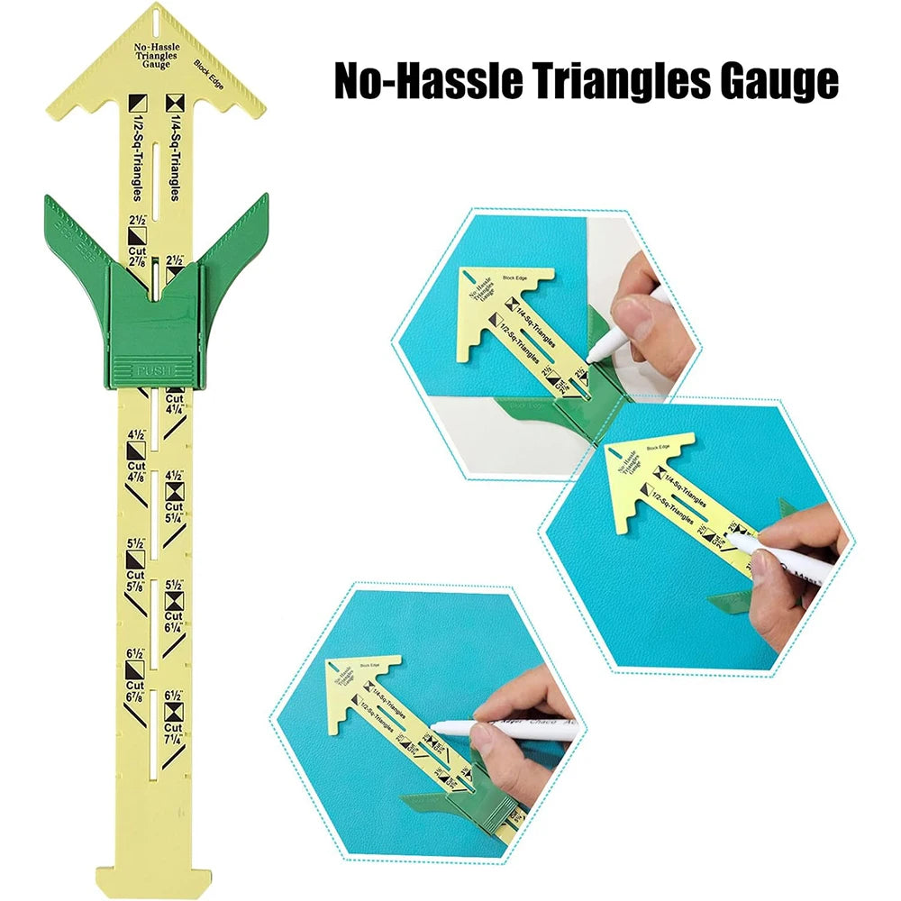 5-in-1 Sliding Gauge Measuring Tool Multifunctional Plastic Drawing Ruler Household Tailor's Patchwork Ruler Sewing Accessories