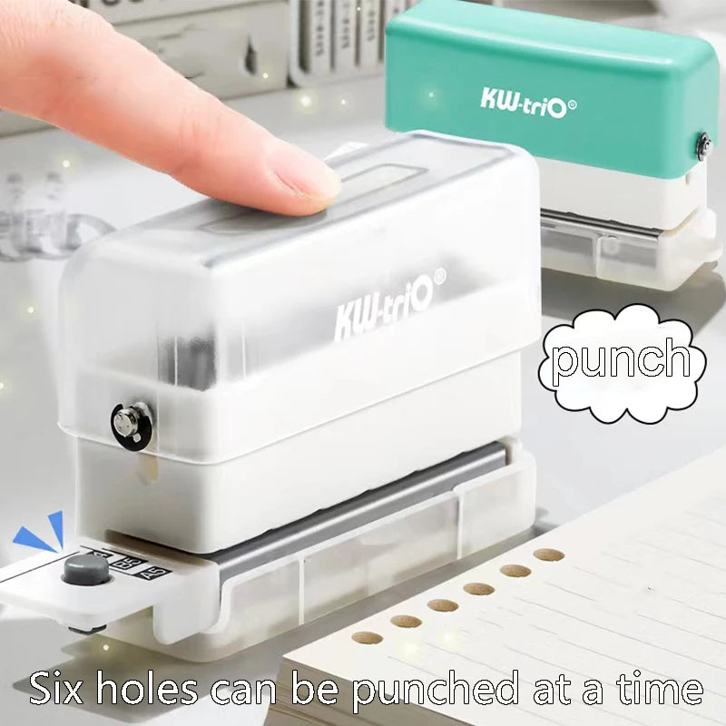 Handheld Mini 6 Hole Paper Puncher 5.5mm Aperture Versatile Scrapbook DIY Paper Cutter Ideal for Students Office Use
