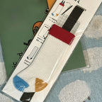 Japanese Retro Contrast-Color Sock-Style Pen Holder, Elastic Journal Binding Strap with Ruler, Portable Pen Organizer, Book Band