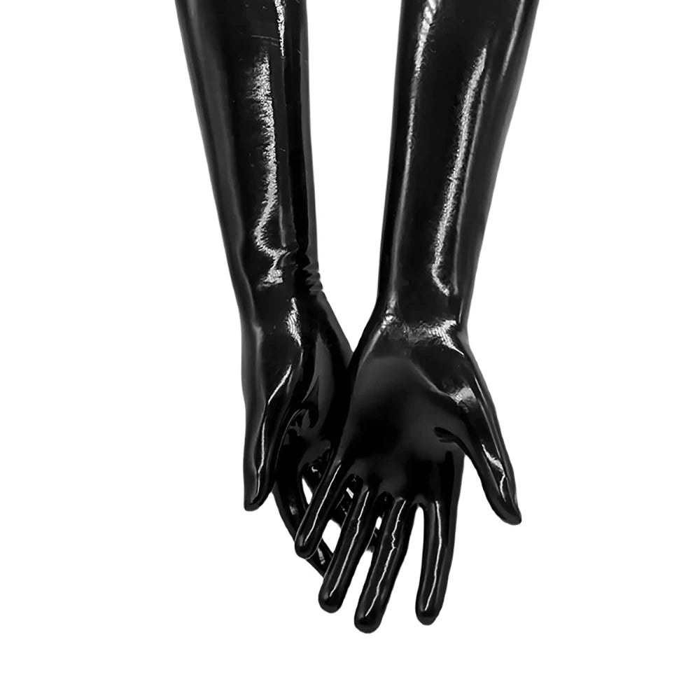 Red Latex Long Gloves Opera Latex Moulded Rubber Gloves Club wear Costumes