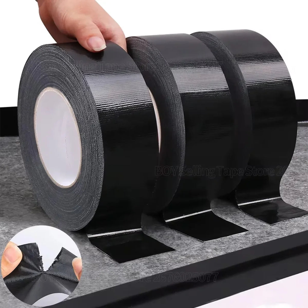 Black Duct Tap Tear by Hand Heavy Duty Carton Sealing Packing Cloth Duct Tape Waterproof Muti-Purpose Craft Repair Pipe Tape