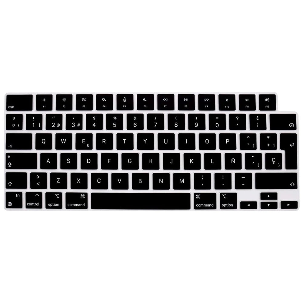 Keyboard Protective Film Silicone for 12-16' MacBook Air/Pro M1 M2 M3 Spanish Keyboard Cover Soft Protection Accessories Black
