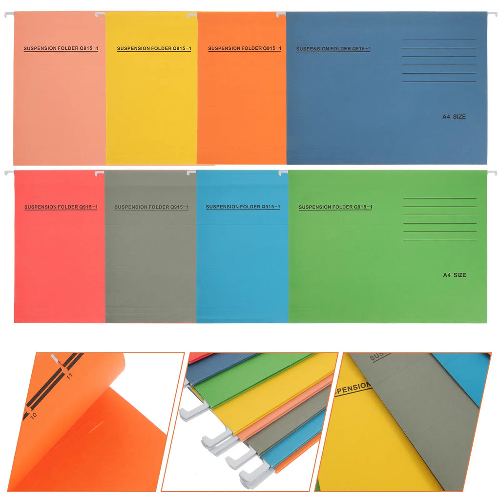 8Pcs Thick Paper Suspension Folder A4 Size Hanging File Holder for Records Financial Statements Archive Storage Office