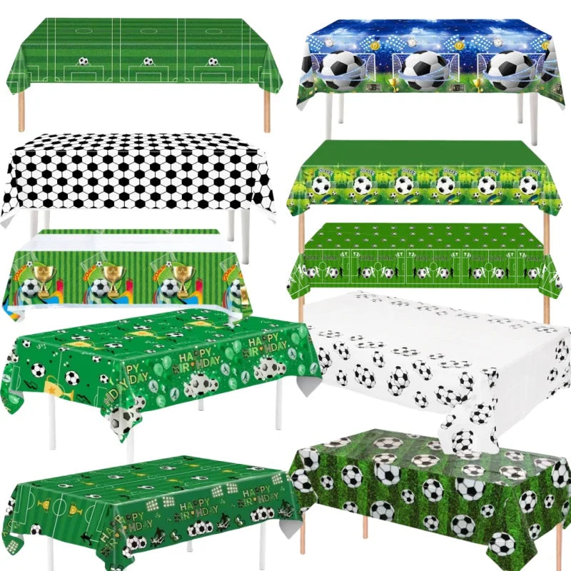 Football Party Tablecloth Decorations Soccer Ball Theme Party Supplies Disposable Table Cover Tableware Set Kids Birthday Party