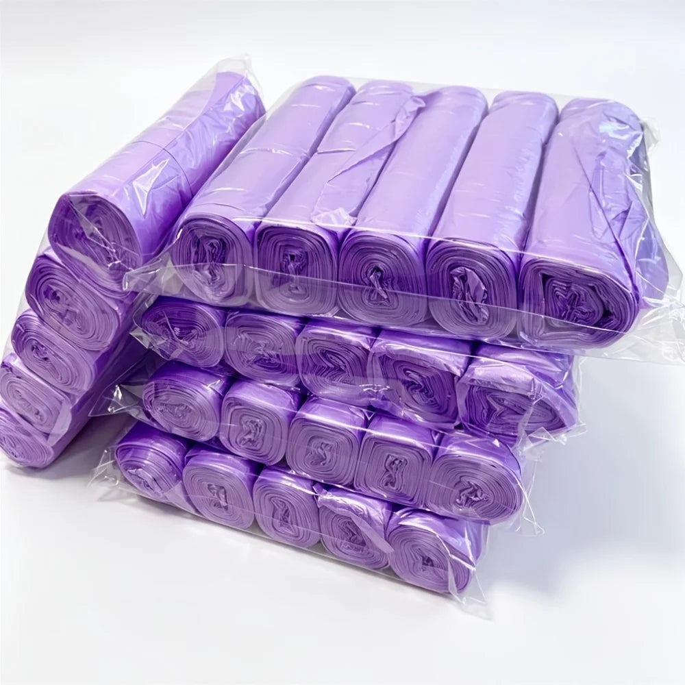 5 Rolls (100 Count) Purple Leak-Proof and Odor-Blocking Trash Bags – Extra-Large, Thick Plastic Bags