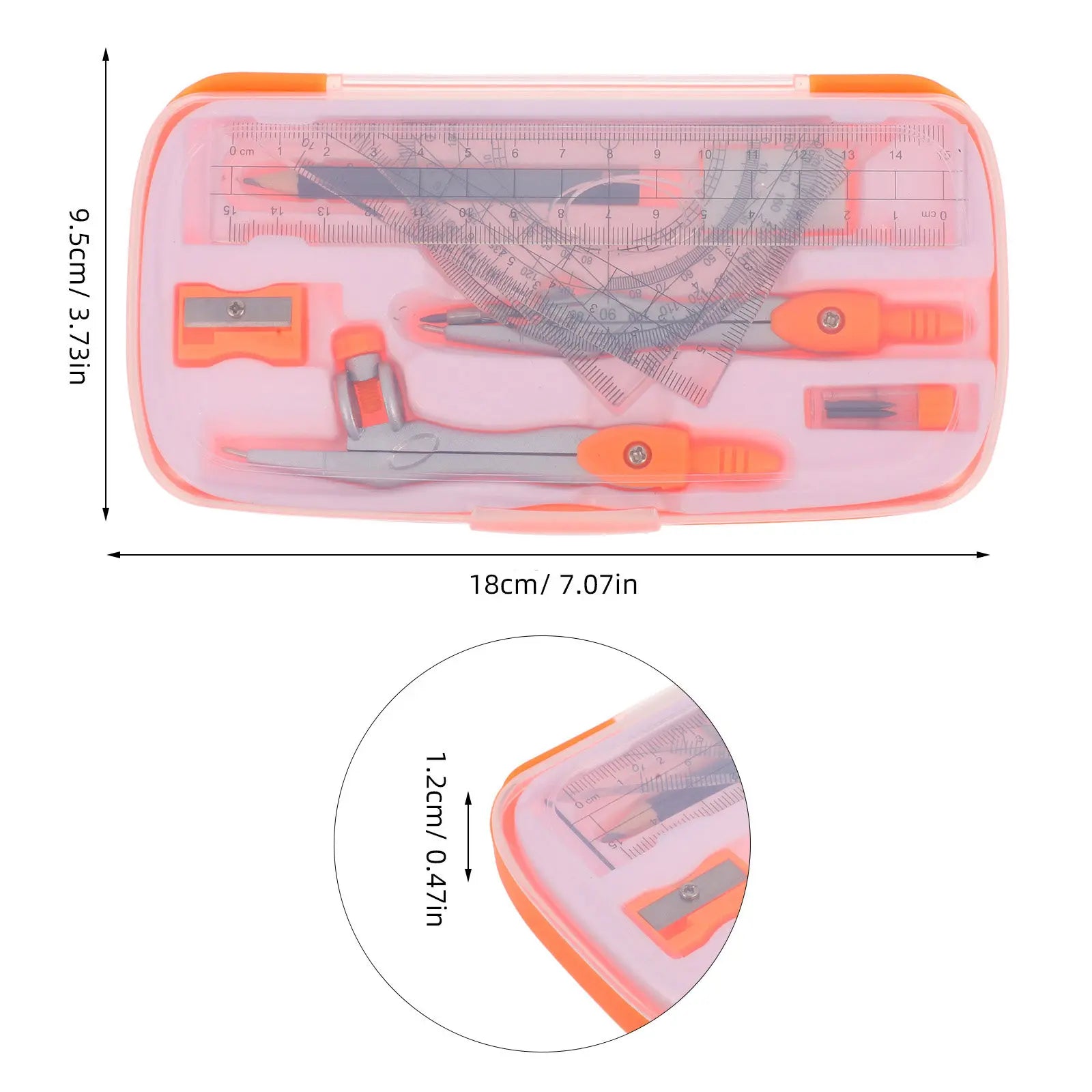 1Set Compass Protractor Ruler Set Plastic Alloy Drawing Kit for Students Math Class School Supplies Precision Measuring Tools