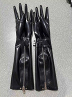 Black Latex Long Gloves with Zipper
