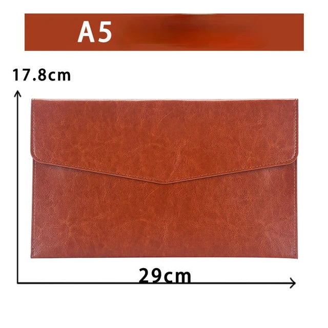 A6 A5 A4 Leather File Folder Data Package Document Bag Fashion Briefcase Data Contract Bill File Bag School Office Supplies