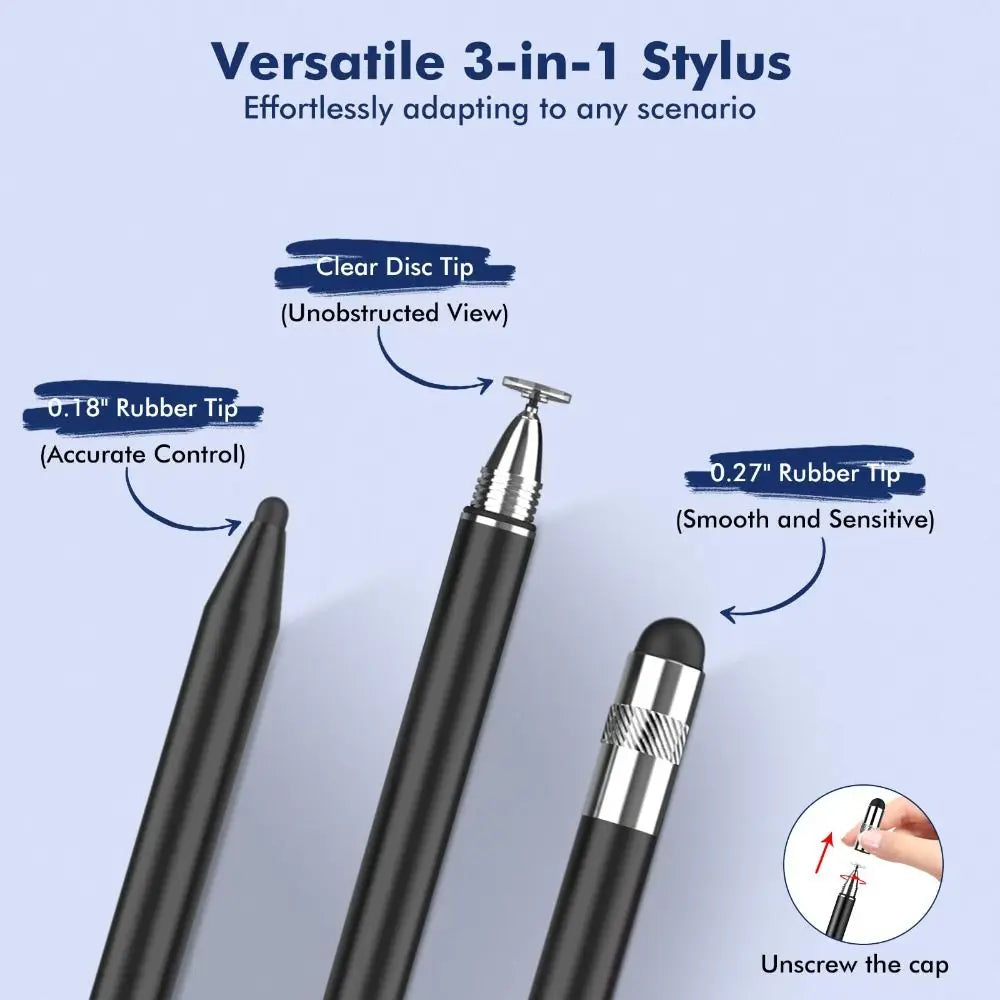 Portable Professional 3-in-1 Stylus Pen High Sensitivity Metal Touch Screen Pen No Bluetooth Universal Capacitive Touch Pencil