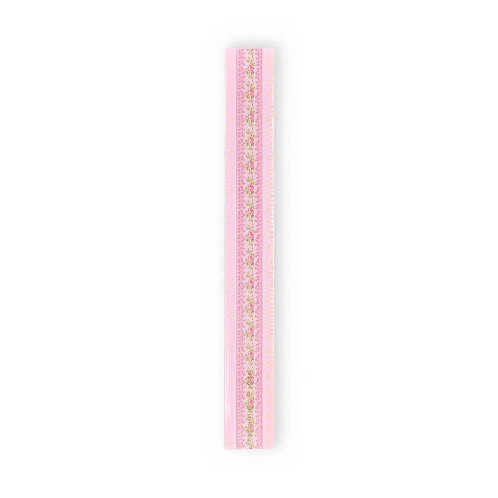 Blooming Heirloom Floral 12 Inch Ruler With Strawberry Macaroon Print For School Office Precise Measuring