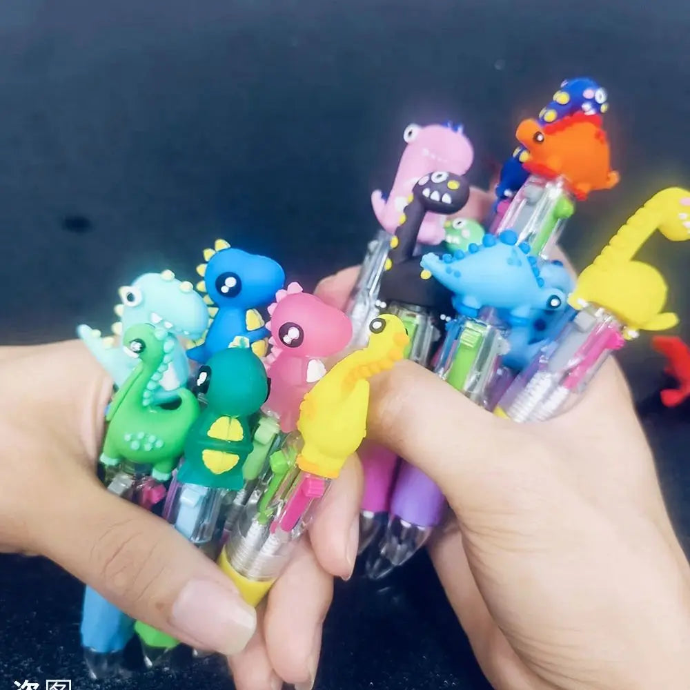 10Pcs/Lot Cute Cartoon Dinosaur Mini 4 Color Ballpoint Pen Kawaii Four Colors Pens School Office Supplies Kids Stationery Gifts
