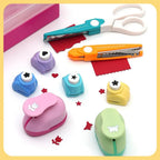 An 8-Piece Creative Hole Punch Set Perfect for DIY Scrapbooking and Birthday Cards. Fixed Patterns and Random Colors Available.