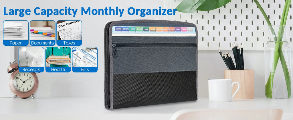 Kobest Expanding File Organizer 13 Pocket Accordion A4 Document Ziper Folder Bag Hot Style
