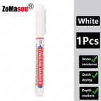 1-90Pcs Waterproof White Long Head Markers Pen 2cm Woodworking Deep Hole Marker Pens Metal Carpenter Black/Red/Blue/Green Ink