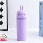 1PCS Kawaii Animals Silicone Telescoping Pencil Case Student Large Capacity Stationery Bag Giraffe/ Bee/Panda Learn Stationery