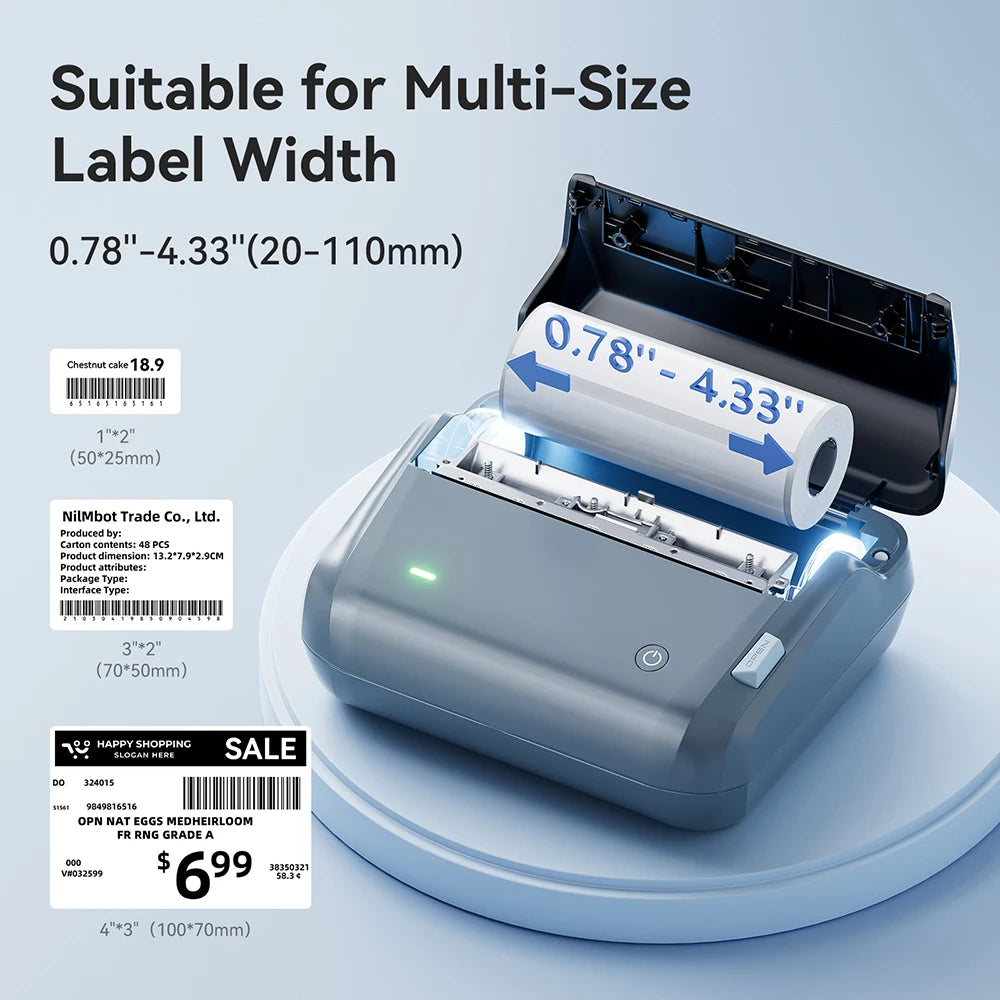 Niimbot B4 Thermal Label Printer Large Size 20-110mmm Print Width Label Sitcker Machine Shipping Label Business Office Use