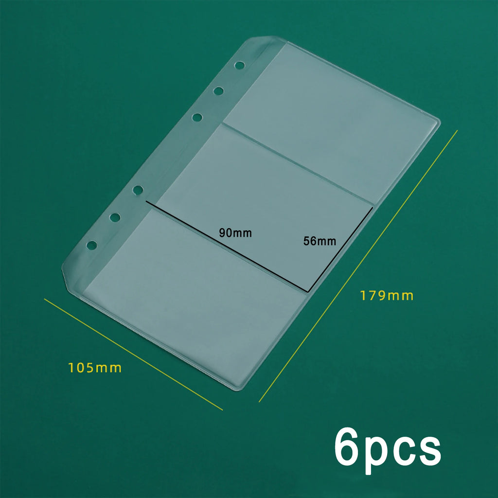 A6 Binder Pockets 6 Holes Cash Envelopes for Budgeting, Clear Zipper Folders for 6-Ring Budget Binder