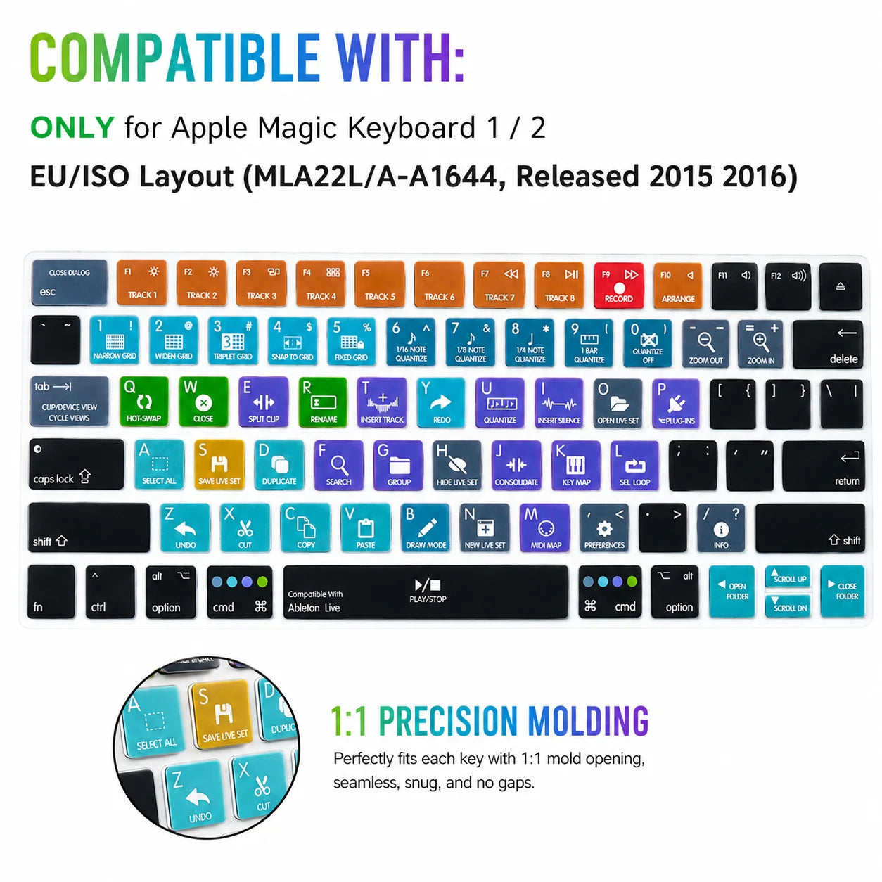 Ableton Live Avid Pro Tools Final Cut Pro X PS Hotkey Functional Keyboard Cover US Layout for Magic Keyboard A1644 MLA22B/A