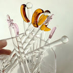 Glass Stirring Rod Moon Star Shape Stir Bar Coffee Cocktail Mixing Sticks Home Party Transparent Aesthetic Cocktail Muddler