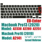 Hebrew Israel  Keyboard Cover for Macbook Pro14 A2442 Air13.6 M2 A2681 Pro13 M1 A2338 A2289 Waterproof Silicone protective film