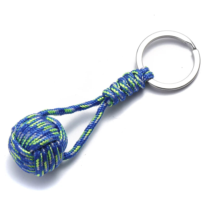 Military Parachute Woven Rope Ball Keychain Paracord Lanyard Key Ring Monkey Fist Key Chains Outdoors Survival Tool Jewelry