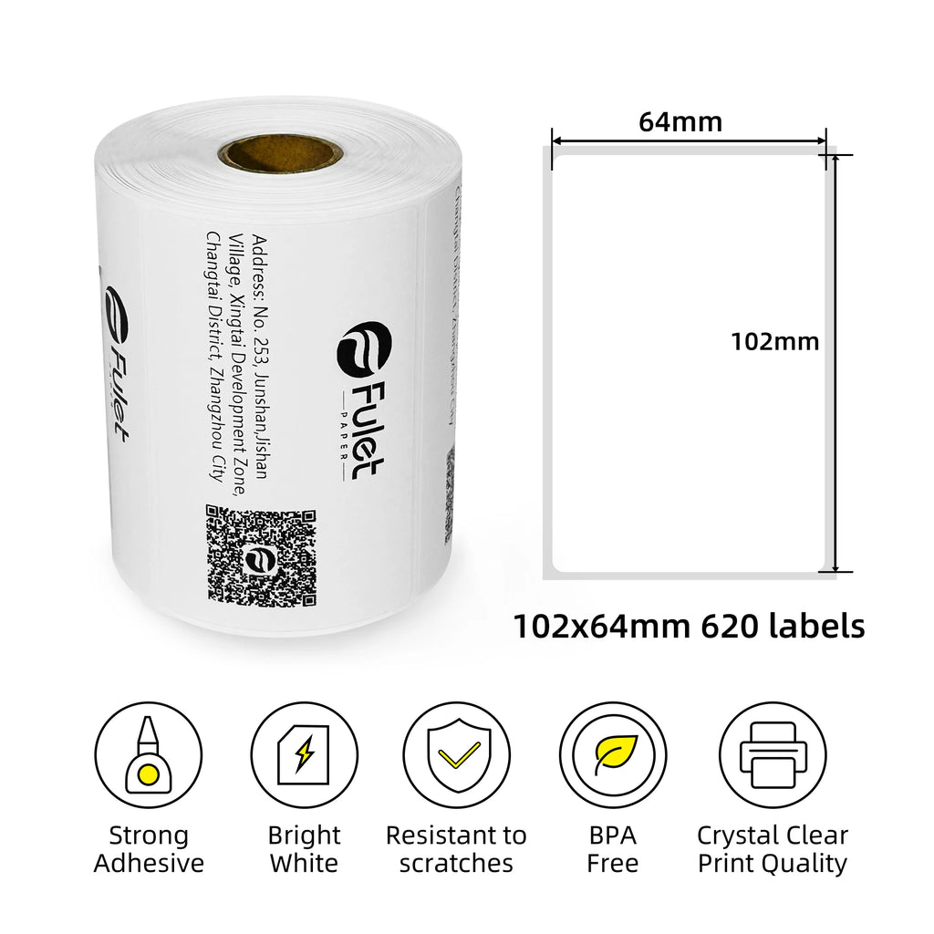 4" x 2.5" Affordabel Direct Thermal Labels 102x64mm 620 label per roll water oil alcohol resistance for shipping use