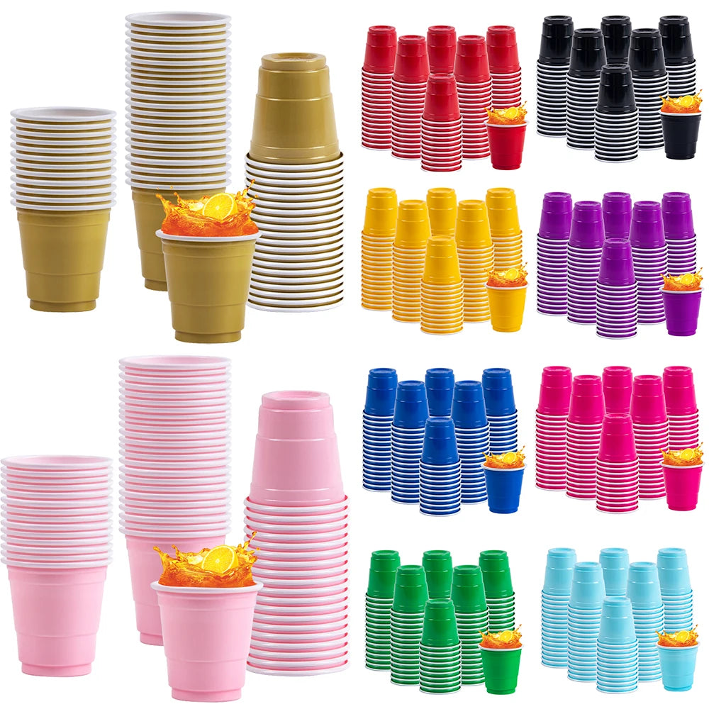 50pcs Mini Plastic Disposable Cups Drinking Cups Wine Cup for Celebration Bachelorette Party Events Wedding Birthday Supplies