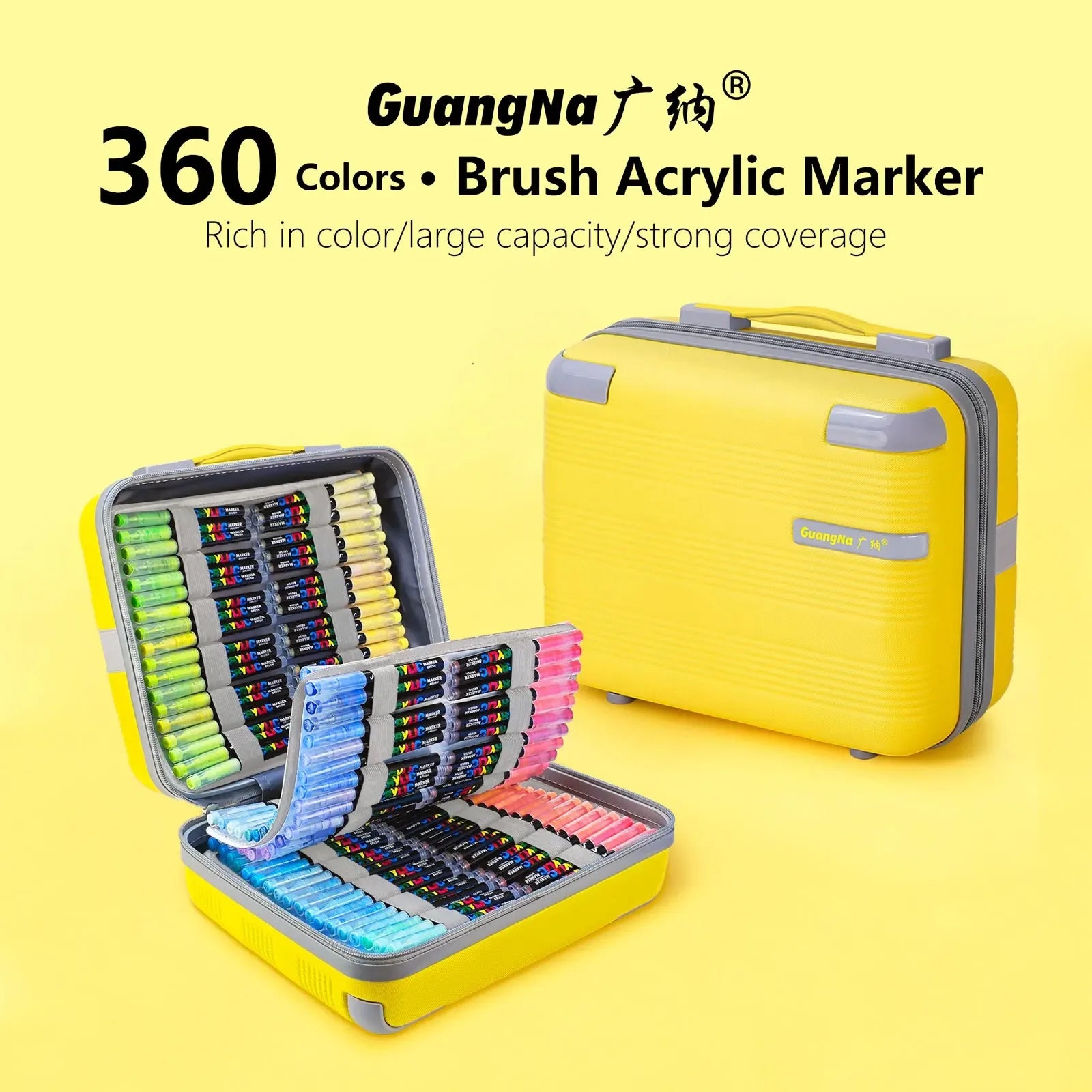 GuangNa 12/360/408 Colors Acrylic Paint Pen Markers Acrylic Skin Color Brush Tip Paint Marker for Wood Rock Painting Canvas Gift