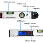 2025 Hot Sale 400mm/16inch  0-225 Degree Protractor Spirit Level Digital Angle Finder Gauge Meter Angle Finder with Level Bubble